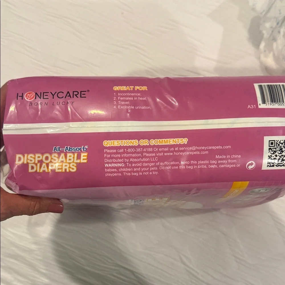 NWT Honeycare All-Absorb Disposable Dog Diapers-40 Count-Small (12”-20” waist)